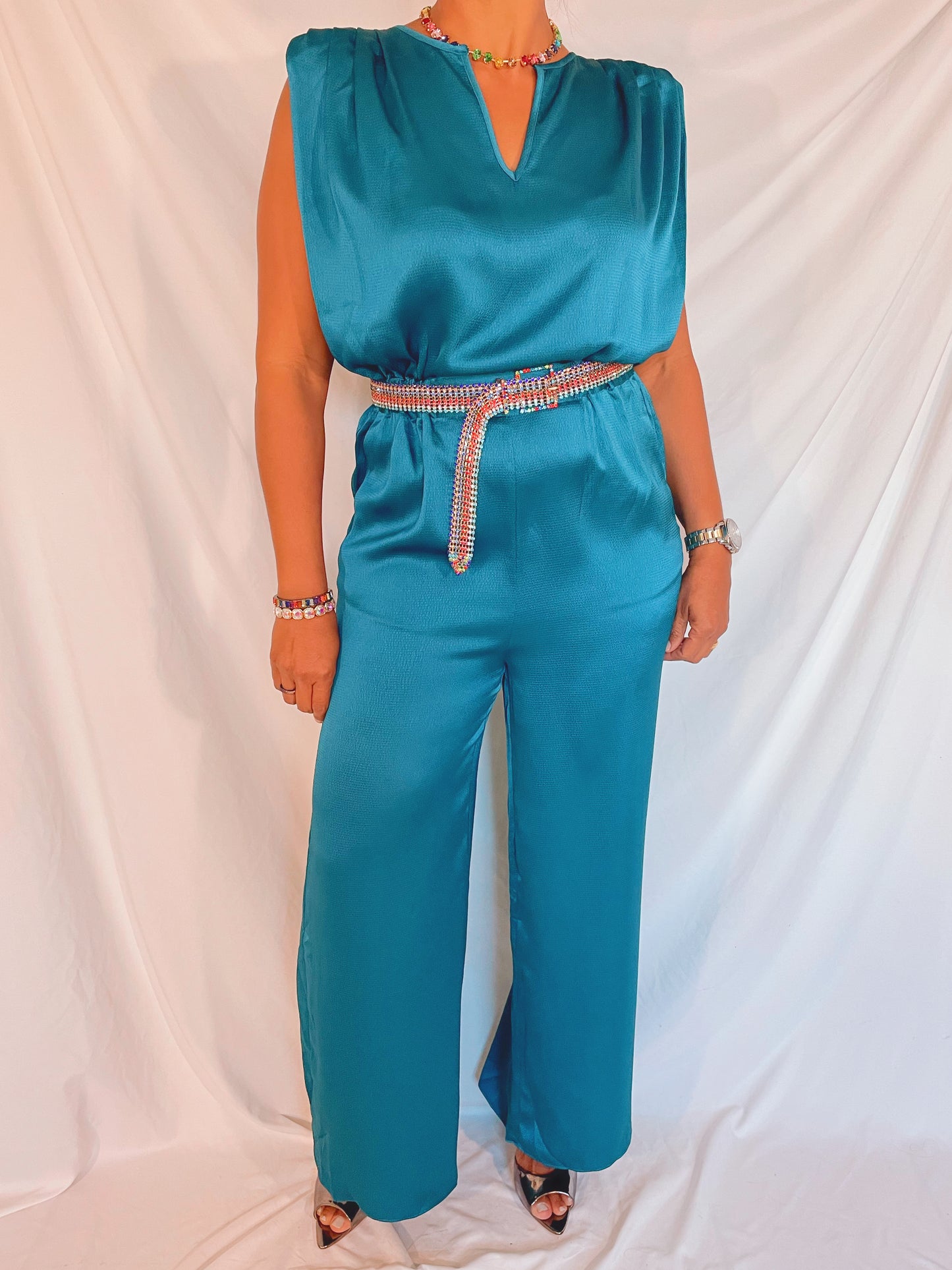 Shoulder Padded Jumpsuit