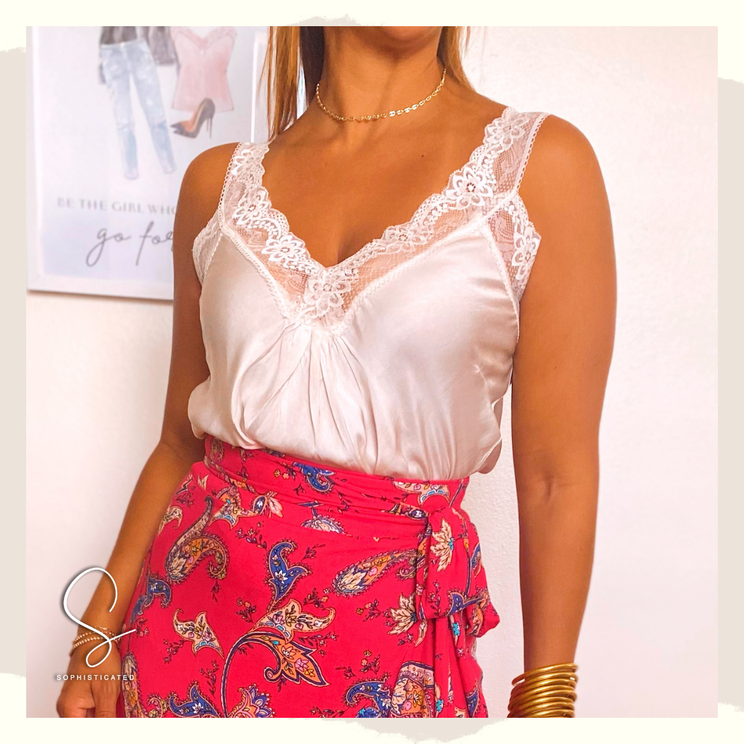 Lace satin top