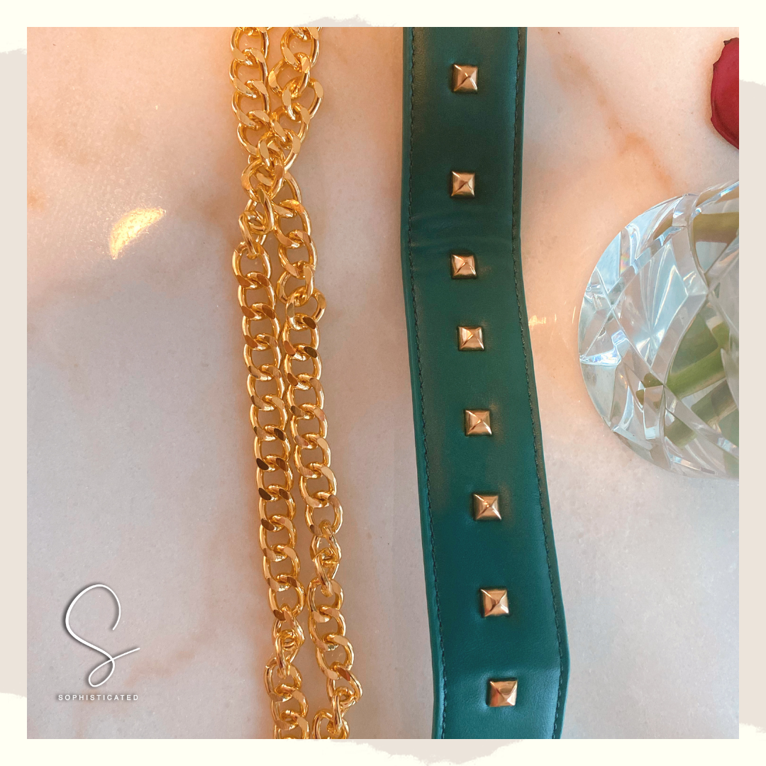 Studded chain shoulder bag