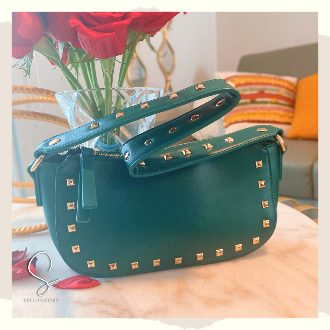 Studded chain shoulder bag