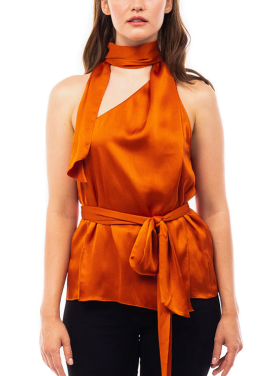 One Shoulder Satin Blouse