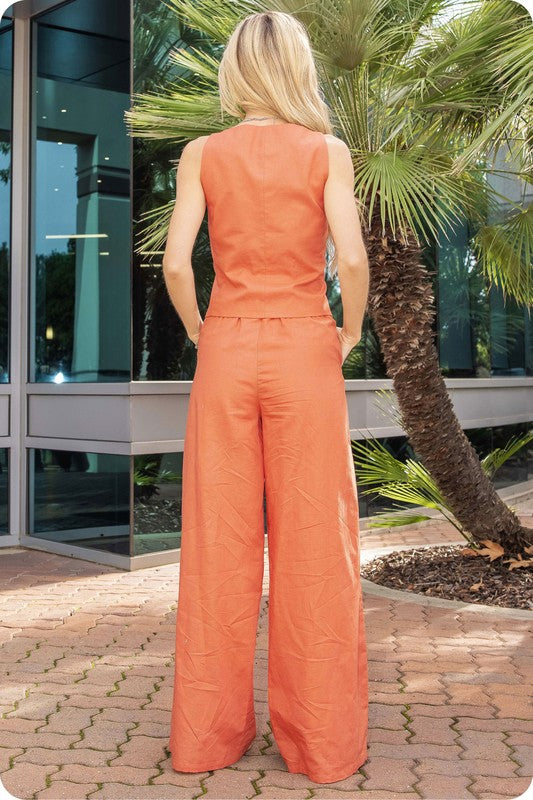 Terracota Linen Vest Set