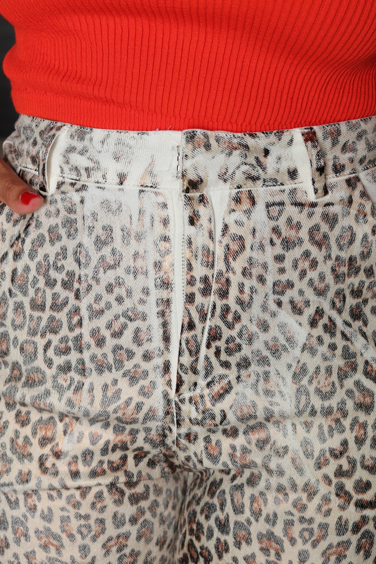 Animal Print White Jeans