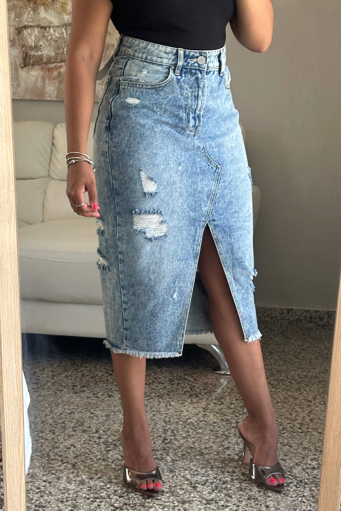 Midi Denim Skirt