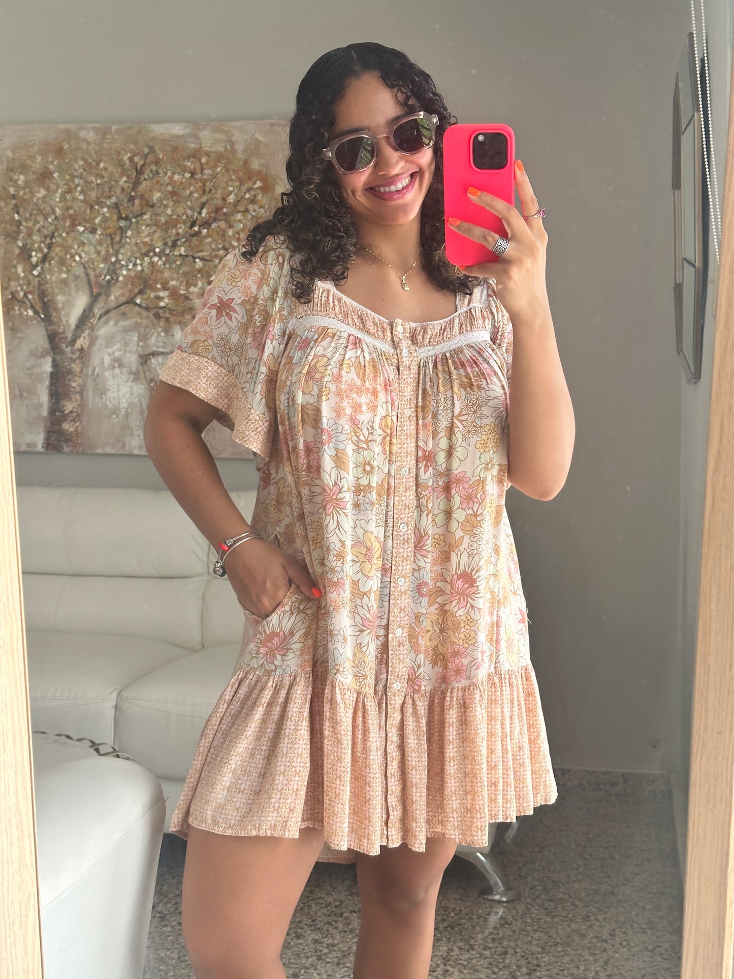 Taupe floral Dress