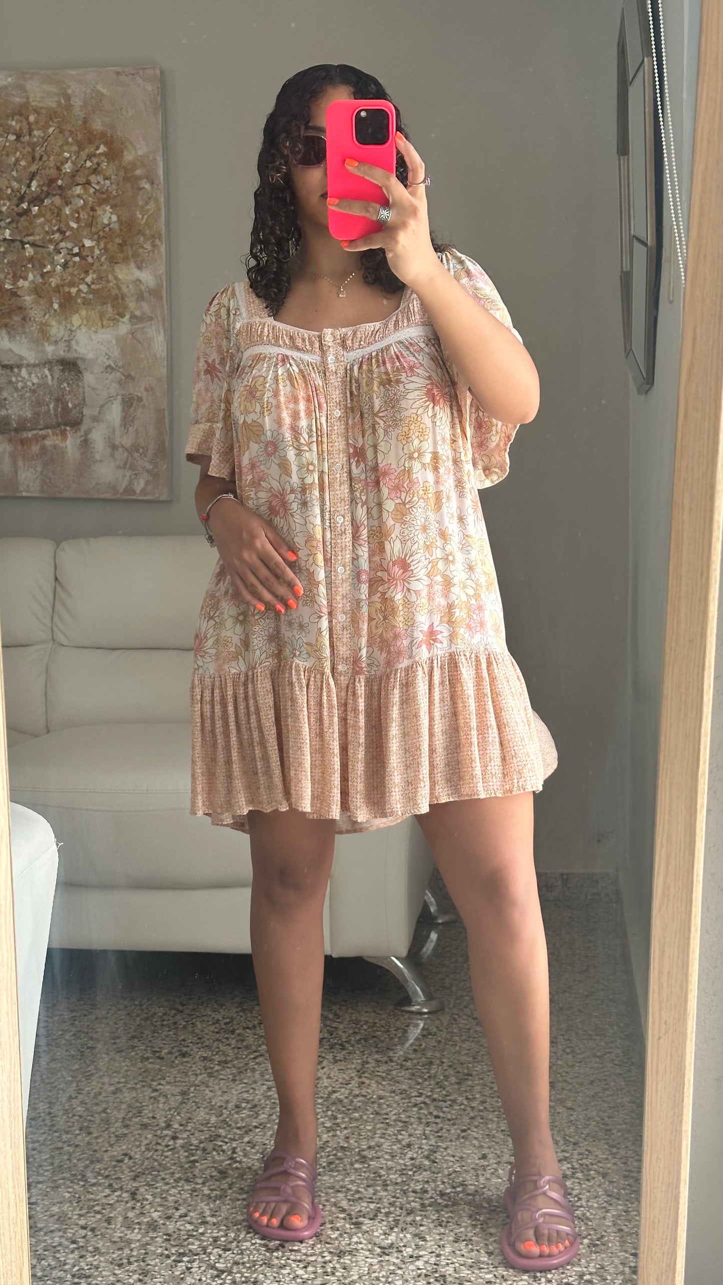 Taupe floral Dress