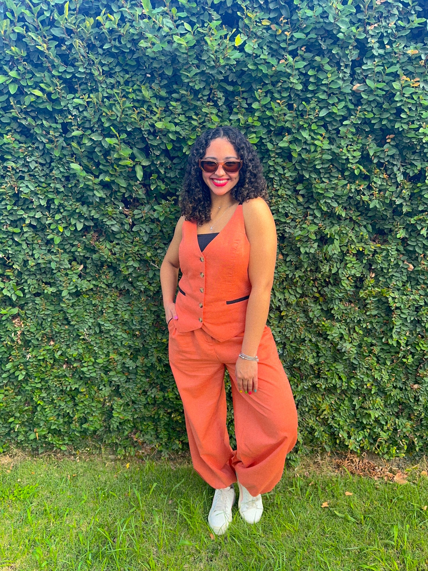 Terracota Linen Vest Set