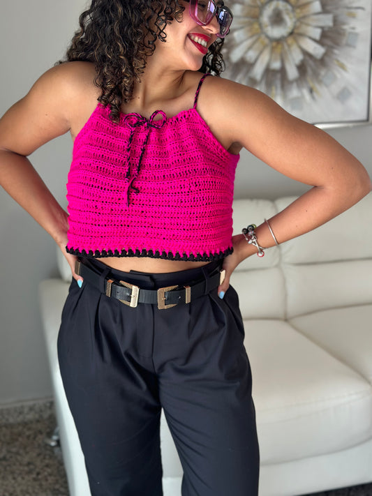 Fushia Crochet Top