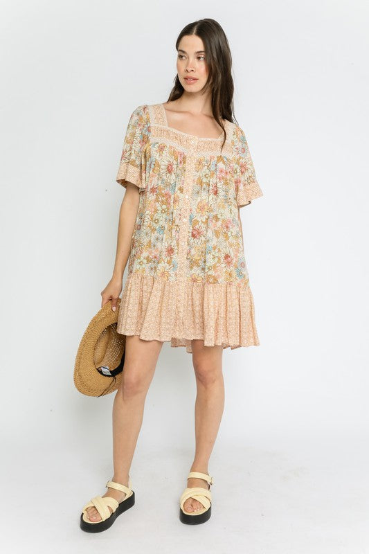 Taupe floral Dress