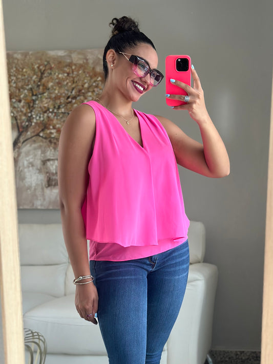 Pink V Neck Blouse