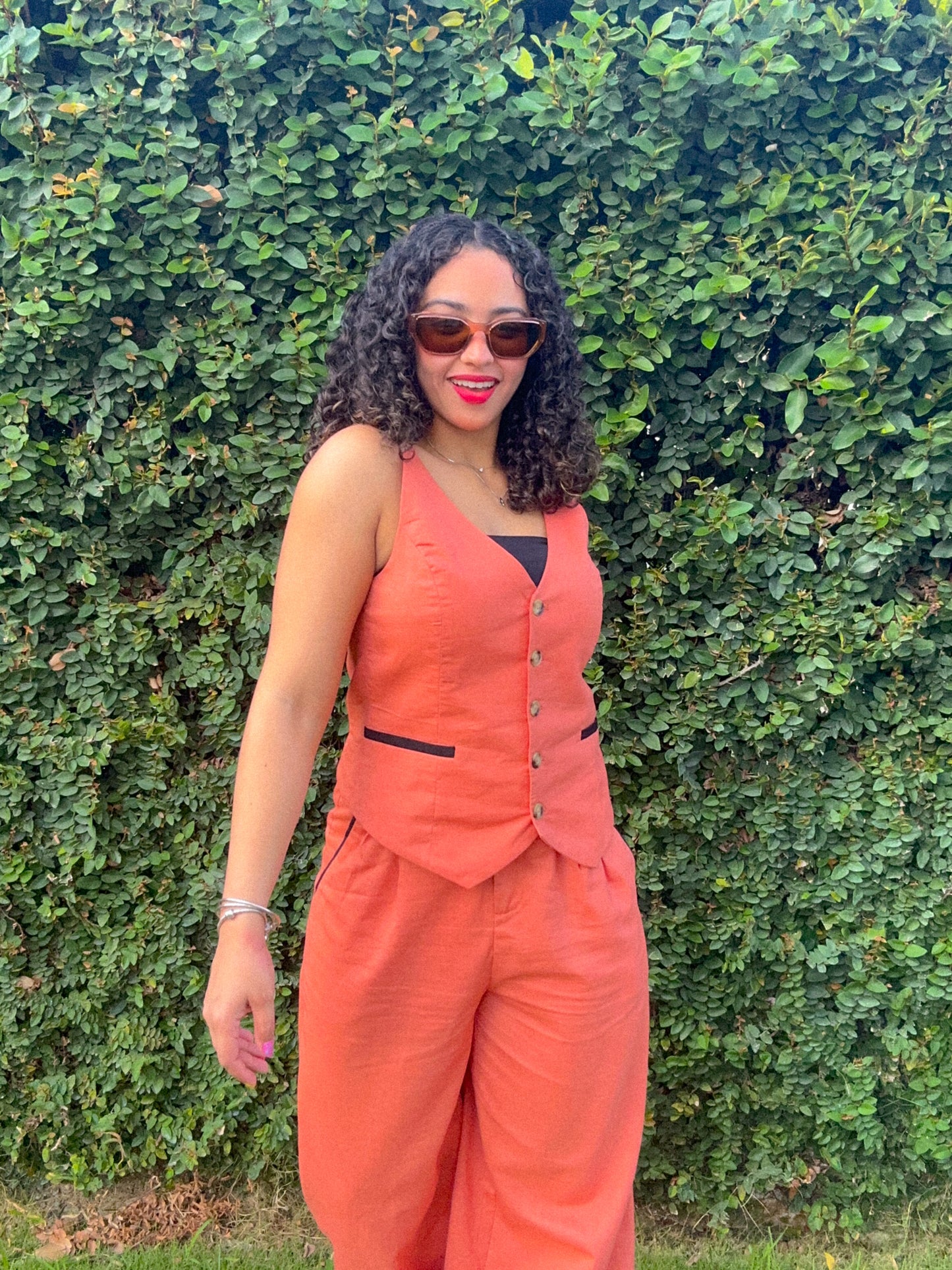 Terracota Linen Vest Set