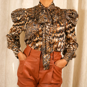 Leopard print long sleeve blouse