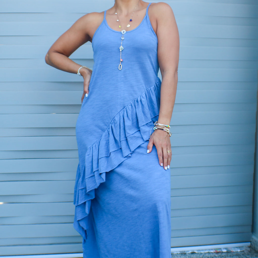 Ruffled Blue maxi dress