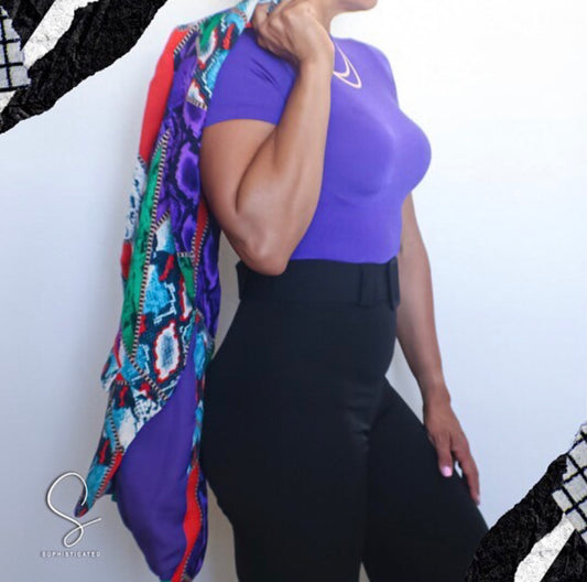 Mock seamless purple and black top