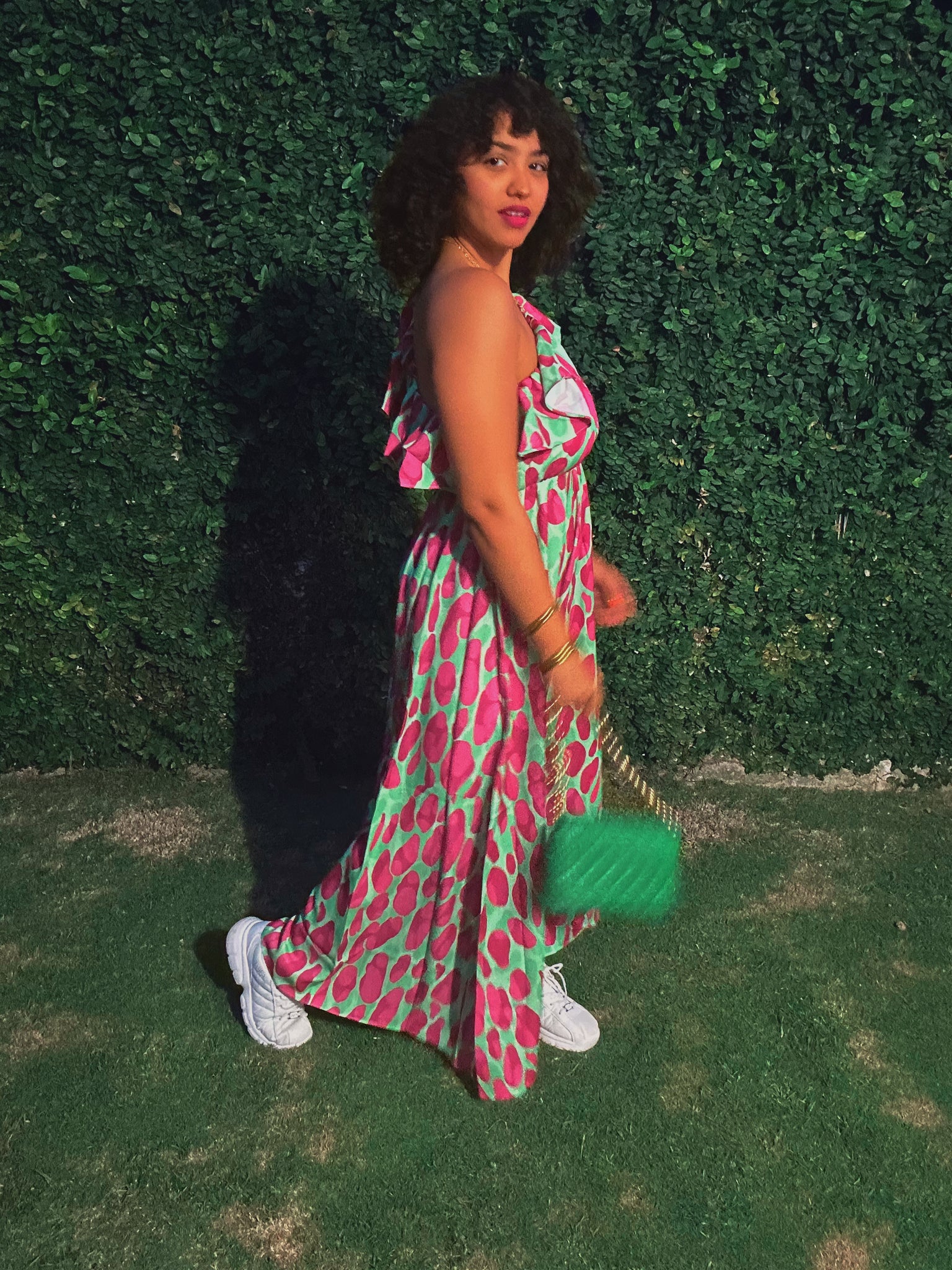 Pink and Green Maxi Dress