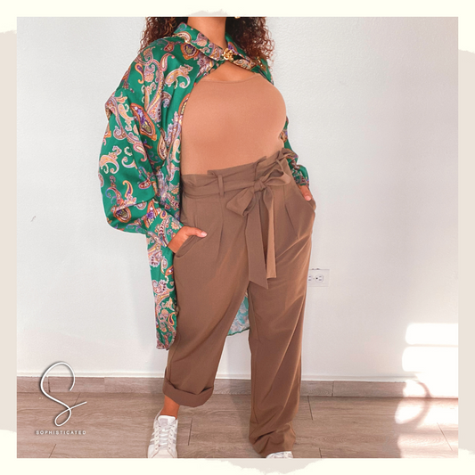 High raise wide leg pants